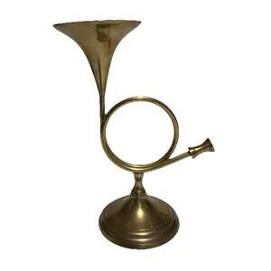 Vtg Brass Upright French Horn Bugle 9.75” Music Instrument Home Decor India